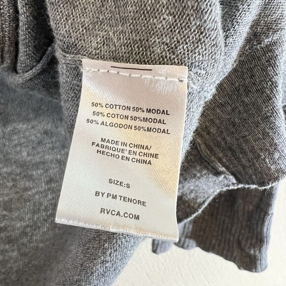 RVCA Cardigan Lightweight Cut Out Twist Back Sz Small Gray Long Sleeve - Picture 5 of 6